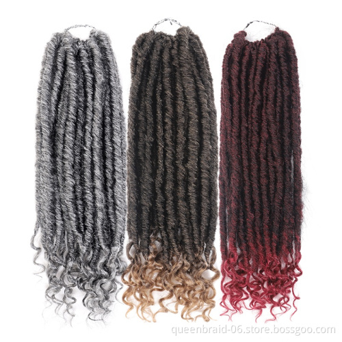 Natural Soft Crochet Braids Synthetic Braiding Hair Extension Faux Locs Crochet Twist Hair With Curly Ends Straight Goddess Locs
